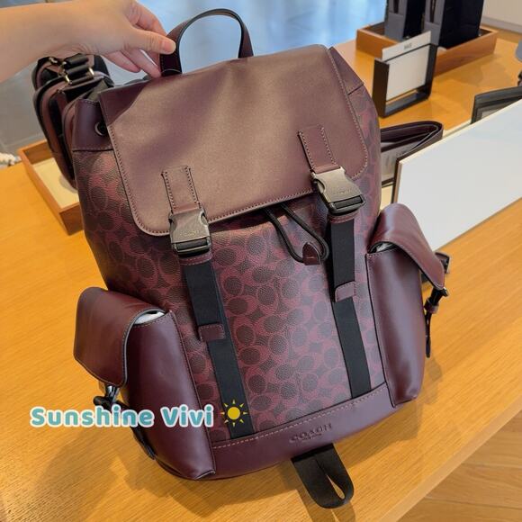 Coach Other - NWT COACH MEN'S Clark Backpack In Signature Canvas CCF90 BLACK CURRANT